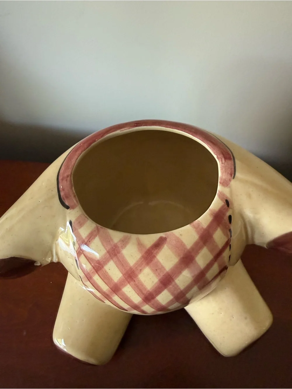 Ceramic Cream and Mauve Bear vintage cookie jar